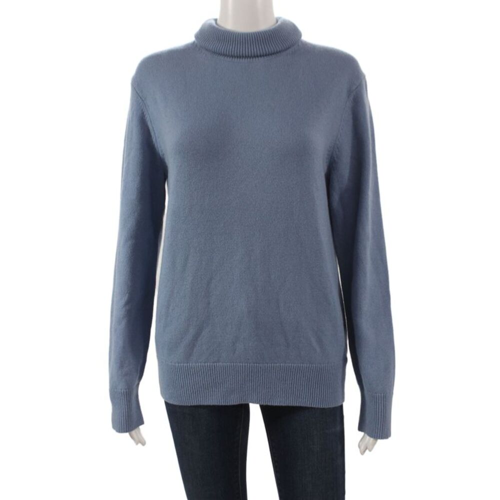 Michael Kors Collection Womens Turtleneck Cashmere Pullover Blue Size S